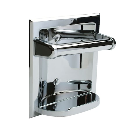 Pamex Recessed Fixtures Shallow Recessed Soap Holder and Grab Bright Chrome Finish BC2CP63
